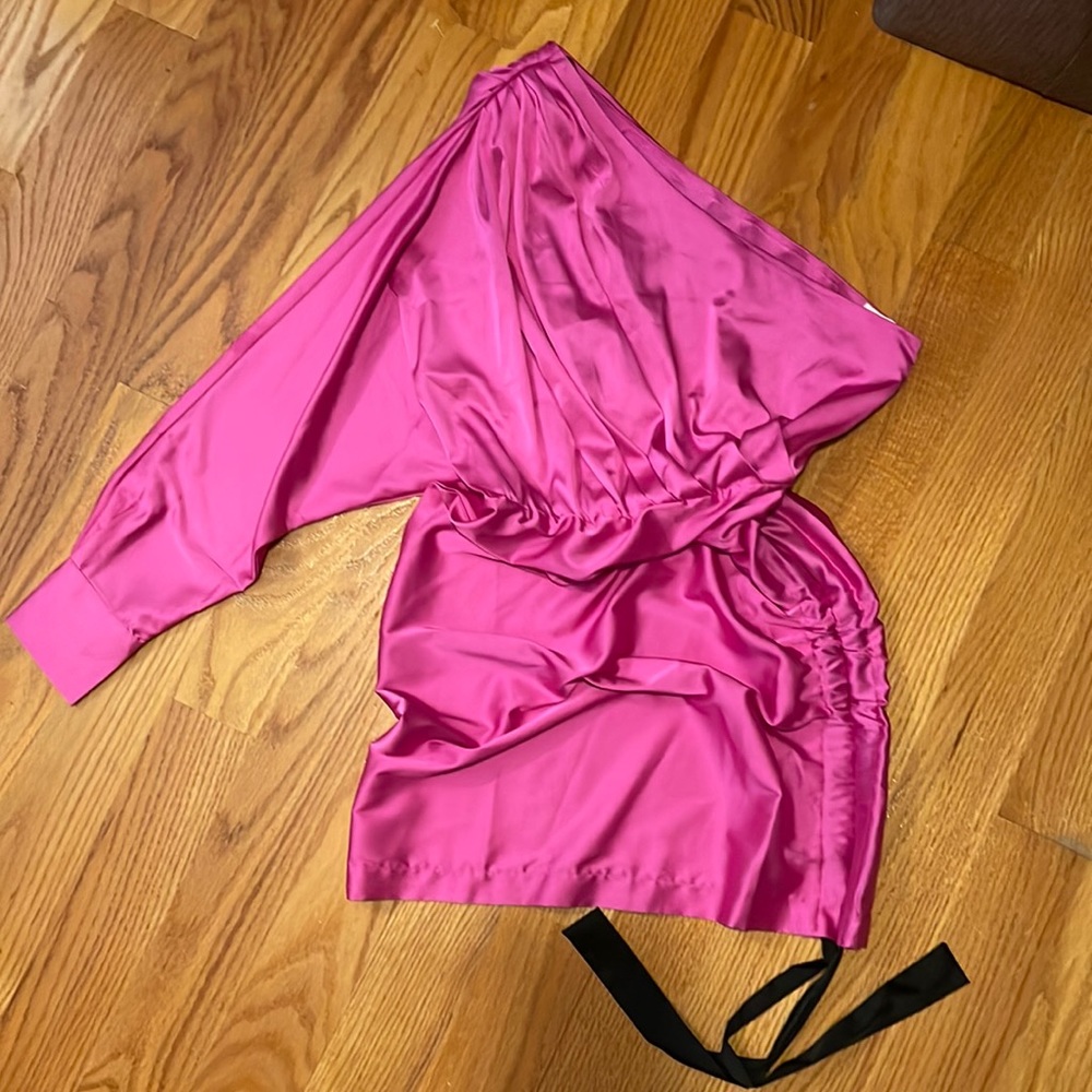 Hot pink one shoulder dress